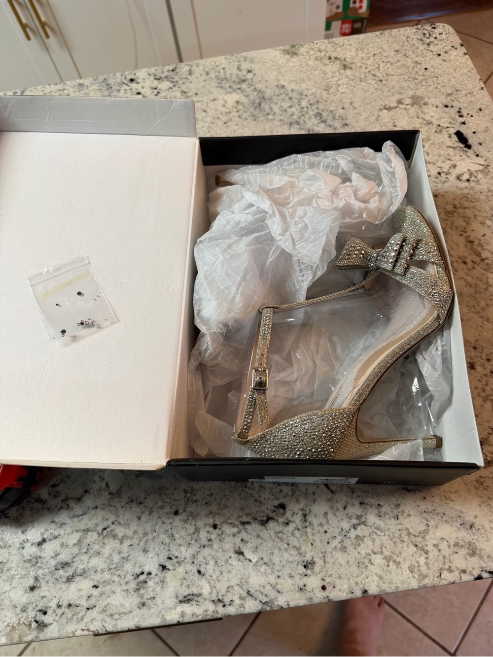 INC International Concepts Champagne T-Strap Bow Rhinestone Heel - Picture 7 of 8